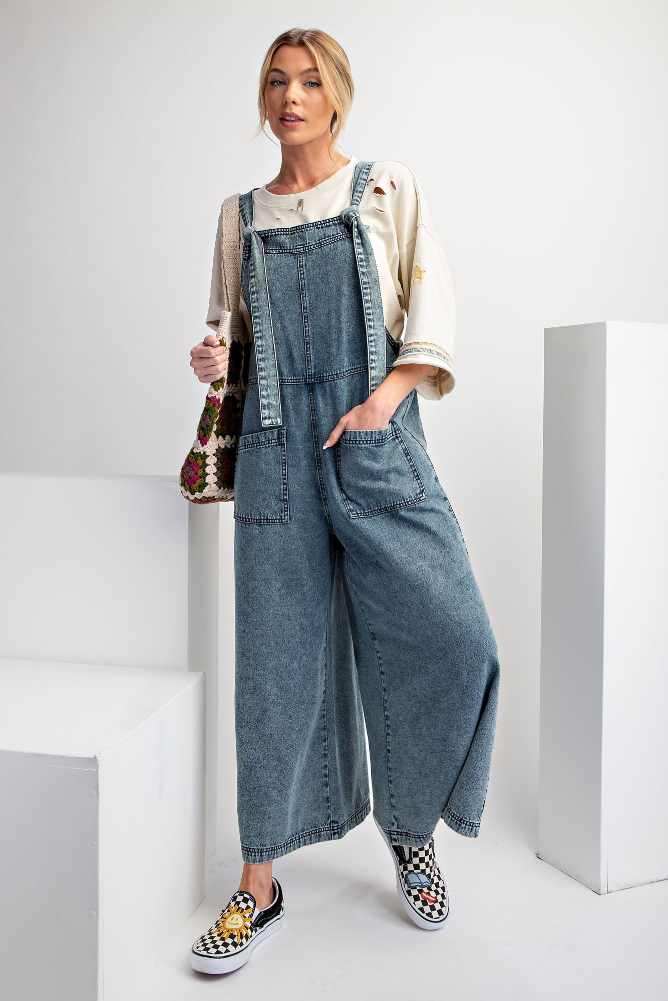 Grunge Denim Non-Distressed Overalls