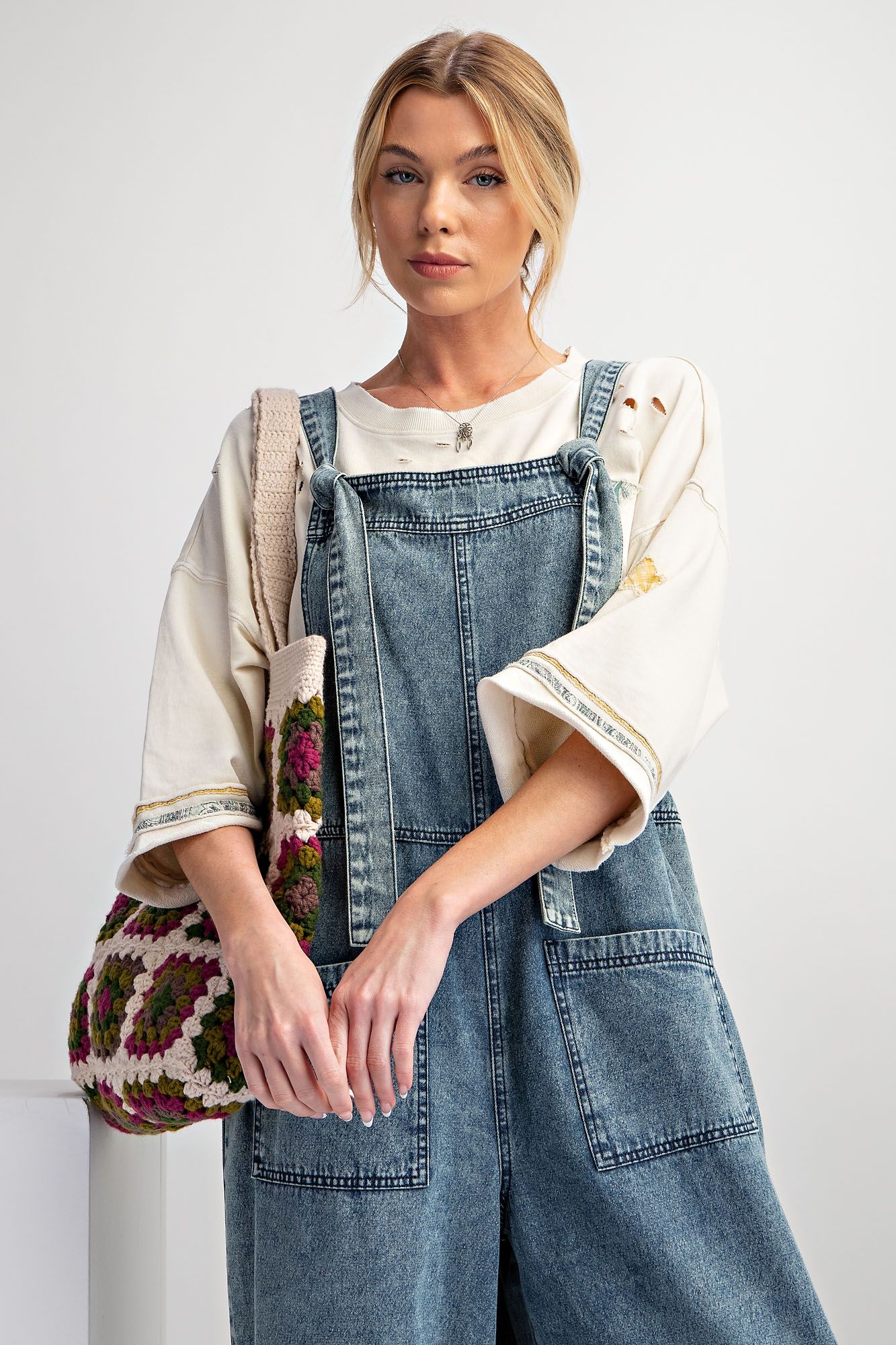 Grunge Denim Non-Distressed Overalls