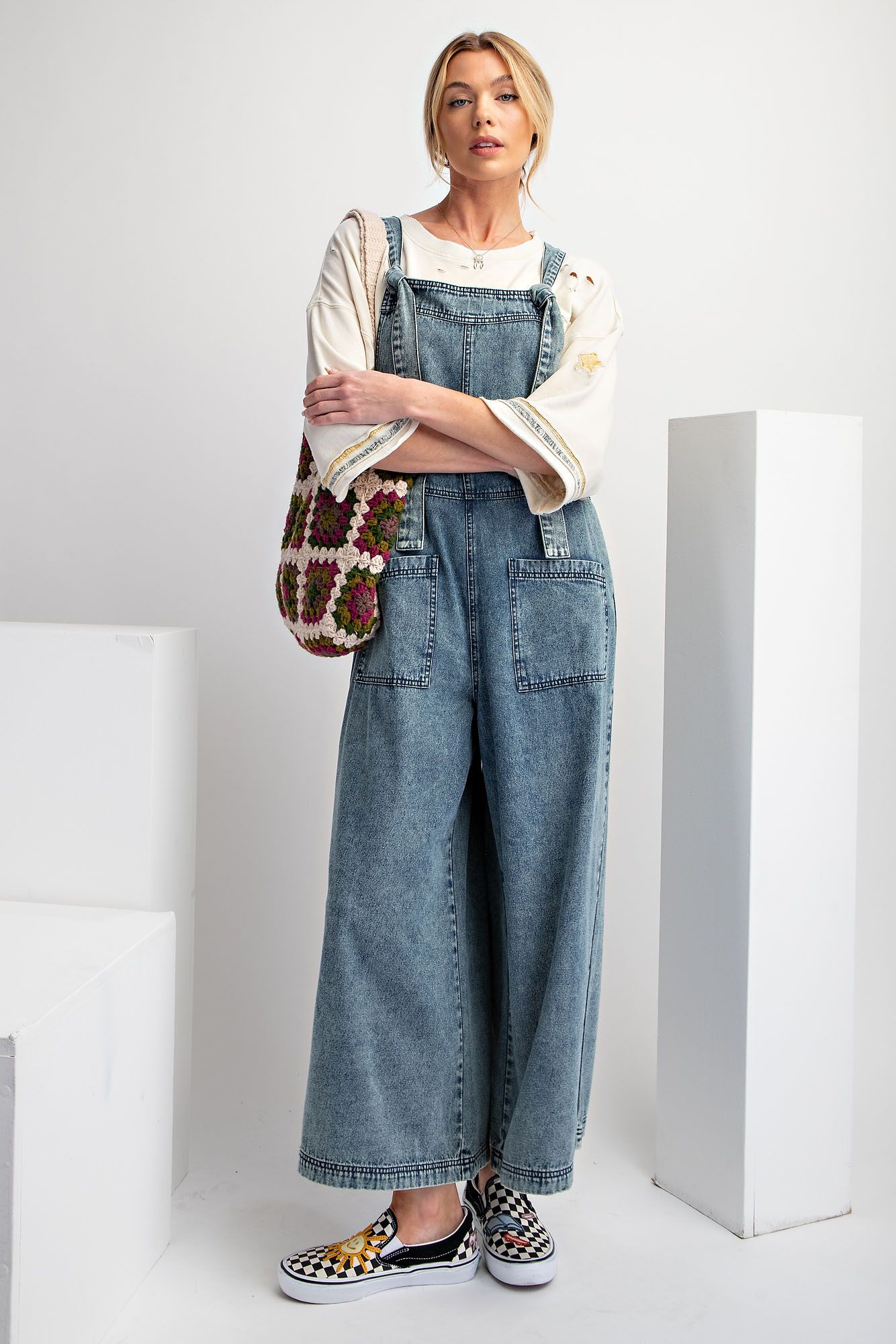 Grunge Denim Non-Distressed Overalls
