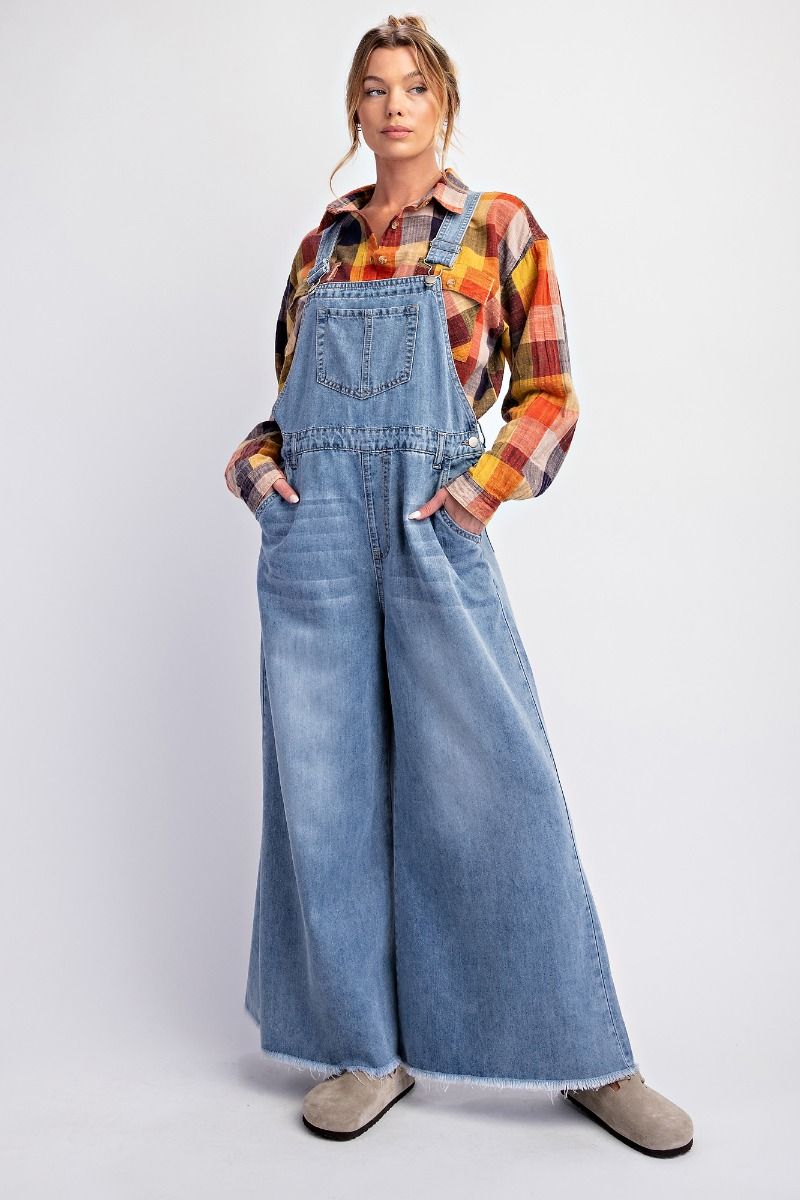 Wide Leg Denim Overalls