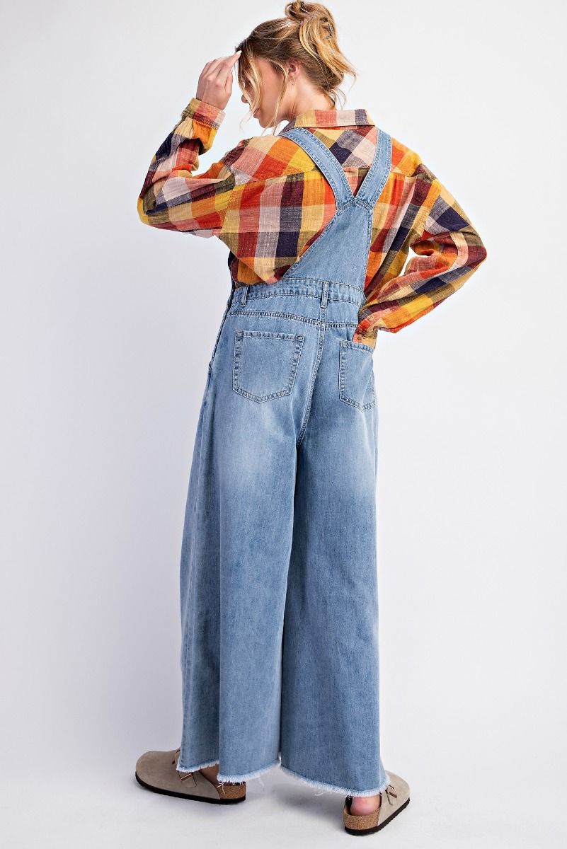 Wide Leg Denim Overalls