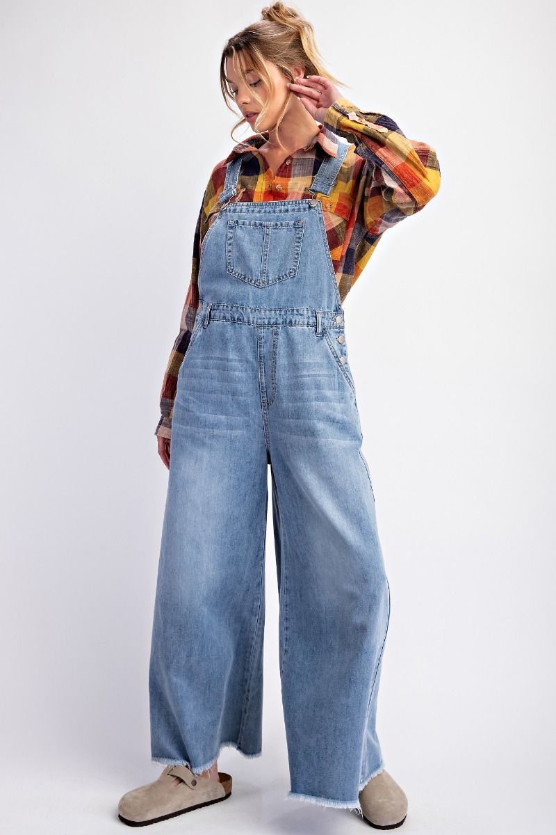 Wide Leg Denim Overalls