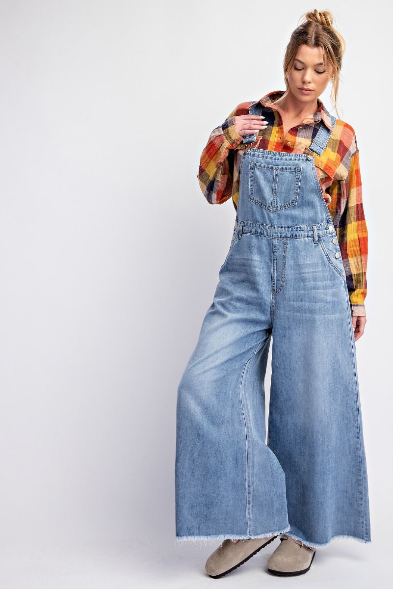 Wide Leg Denim Overalls