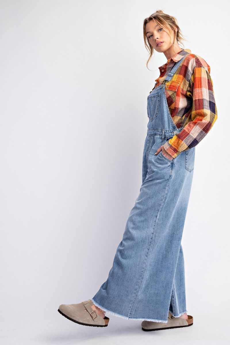 Wide Leg Denim Overalls