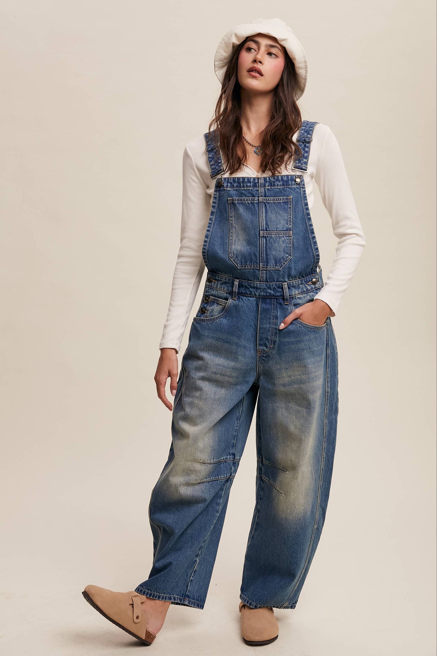 Barrel Jean Denim Overalls