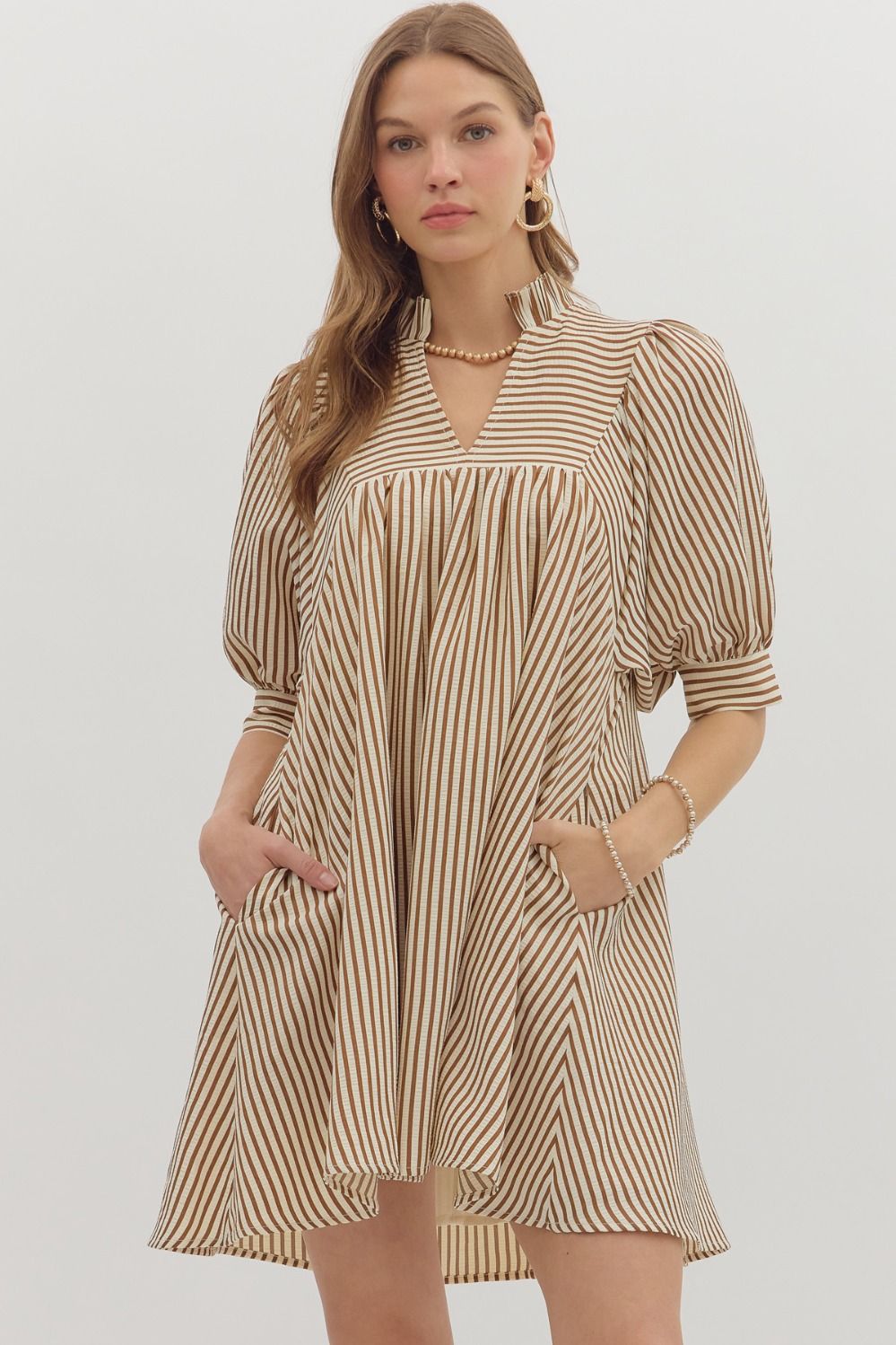 Brown Striped Dress by Entro