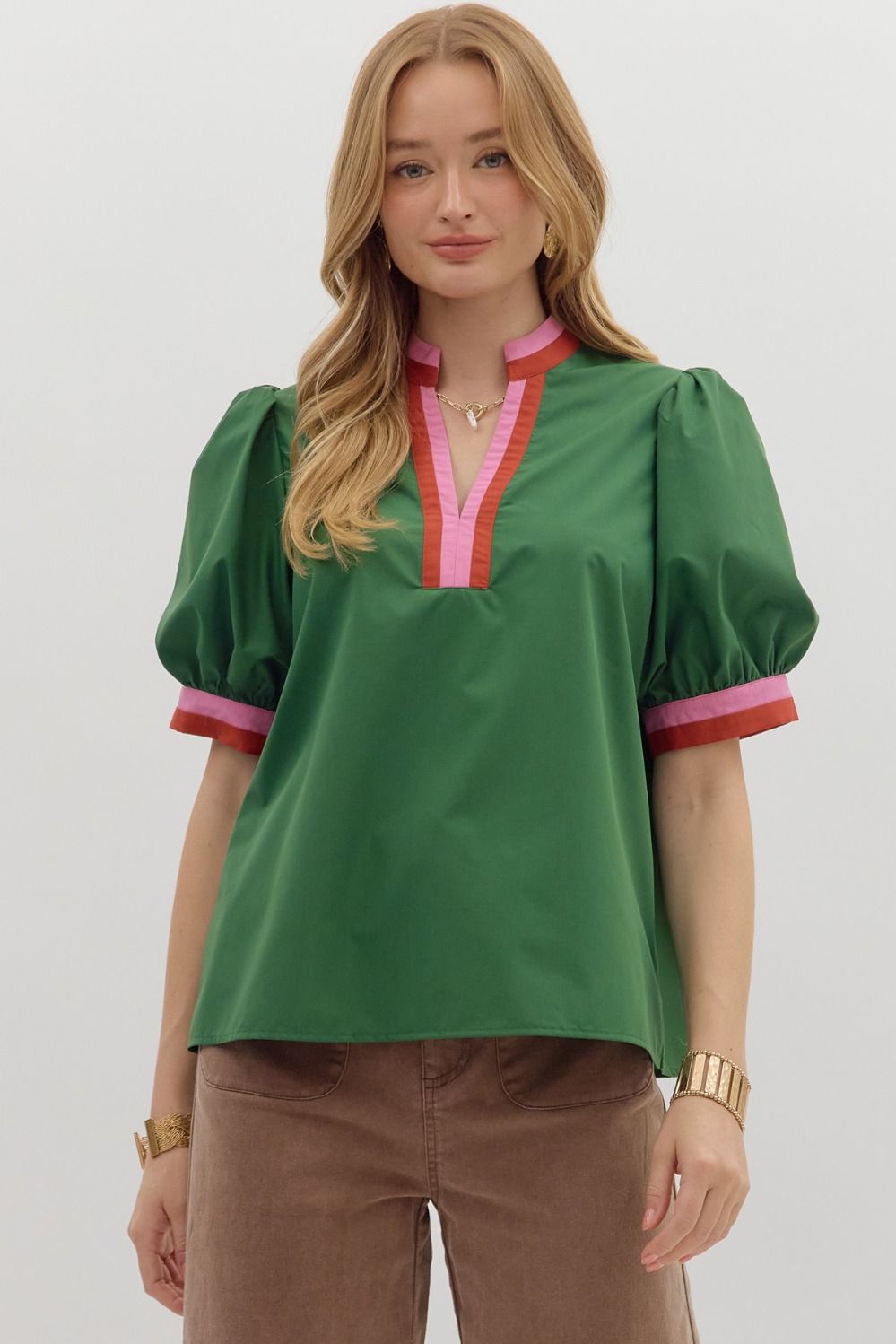 Hunter Green Blouse by Entro