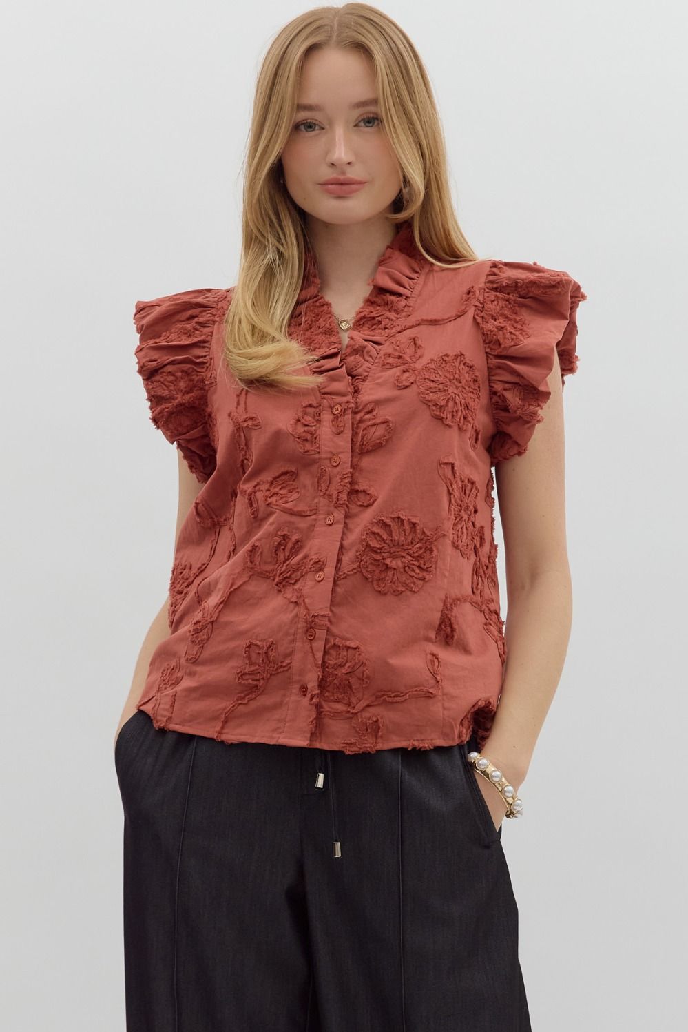 Chestnut Appliqué Blouse