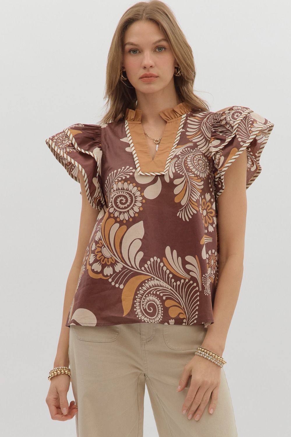 Brown Paisley Blouse