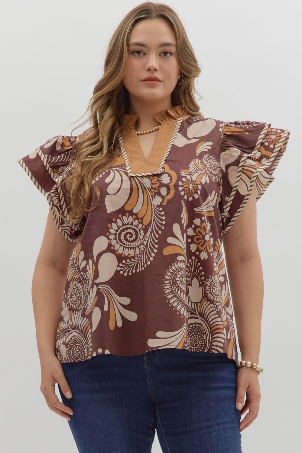 Brown Paisley Blouse