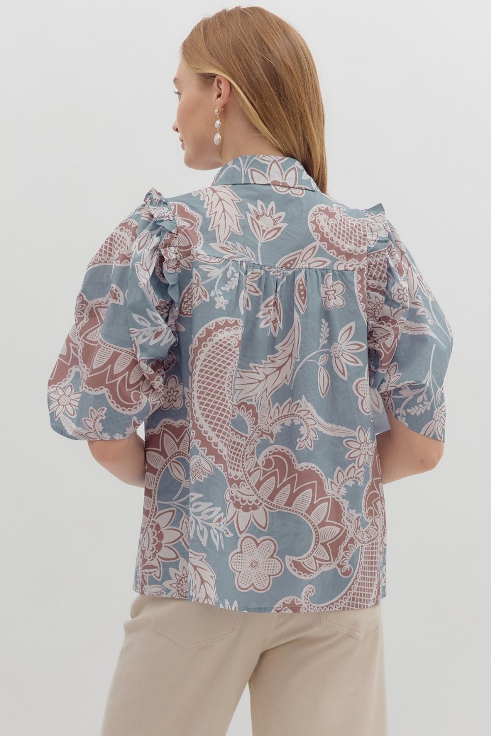 Dusty Blue Blouse by Entro