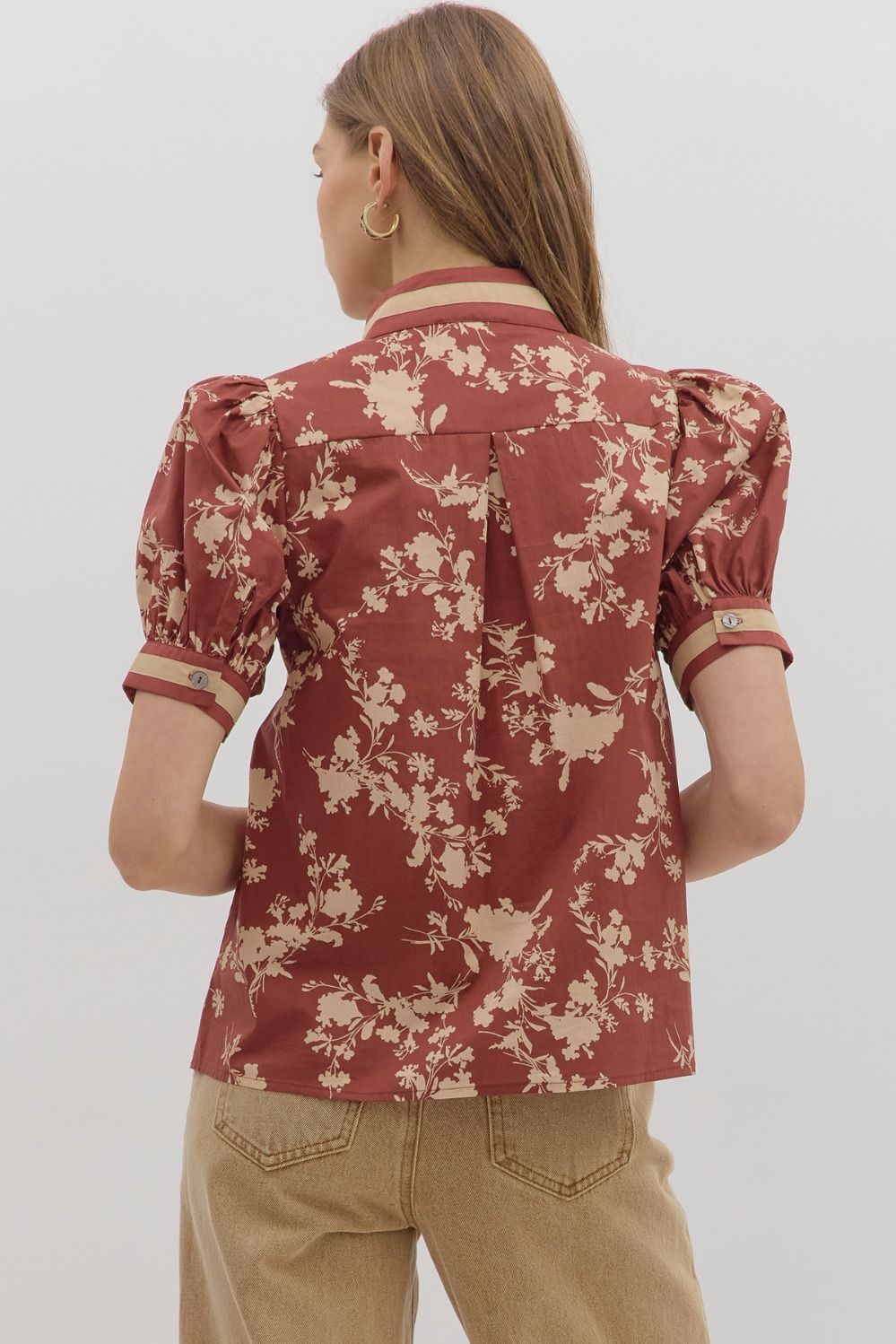 Red Bean Floral Entro Blouse