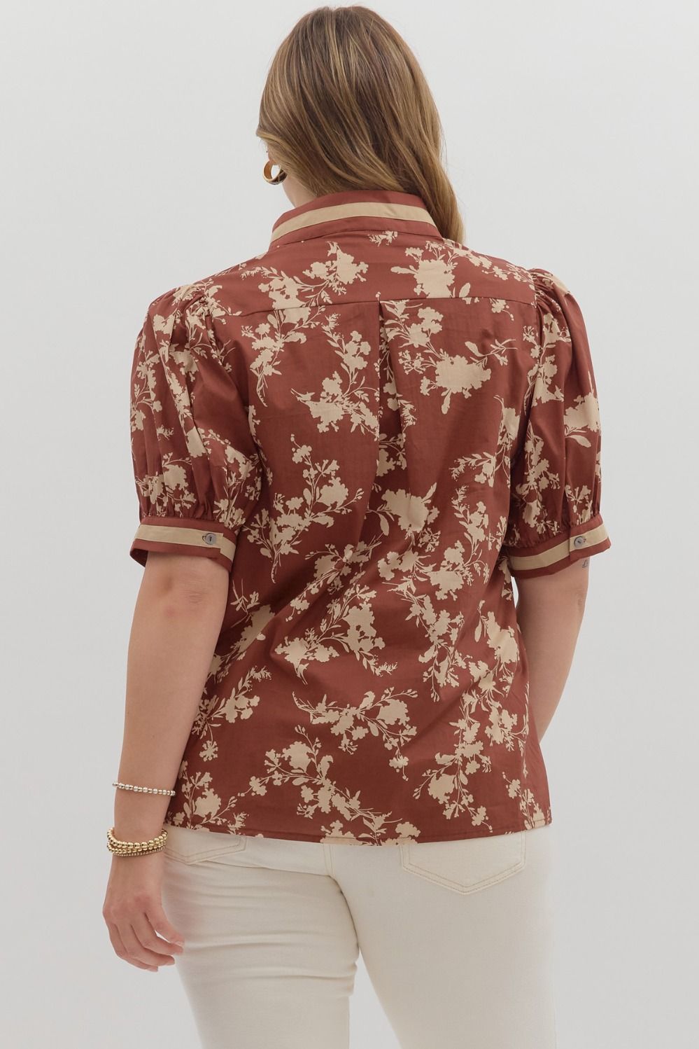 Red Bean Floral Entro Blouse