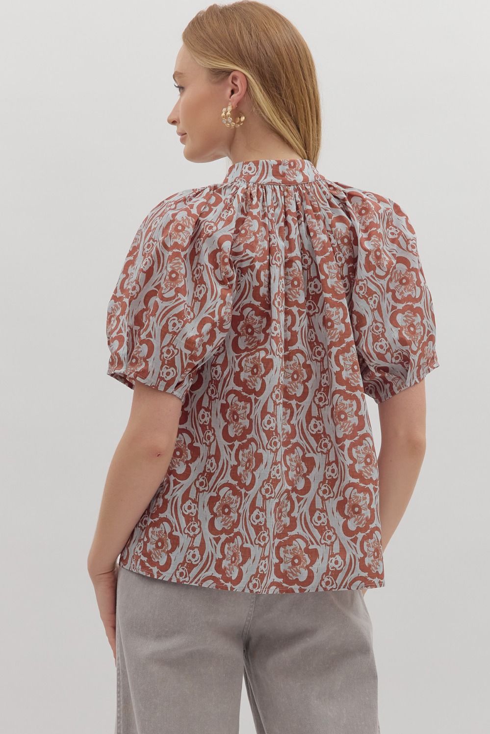 Short Sleeve Camel Blouse by Entro