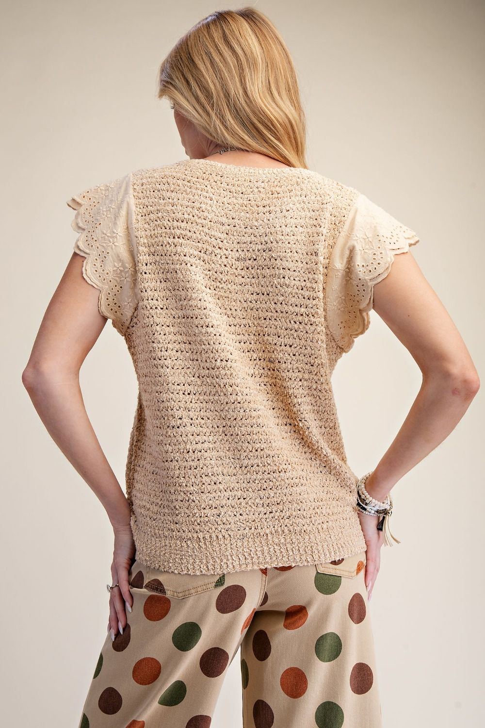 β Wing Sleeves Knitted Sweater β Latte β