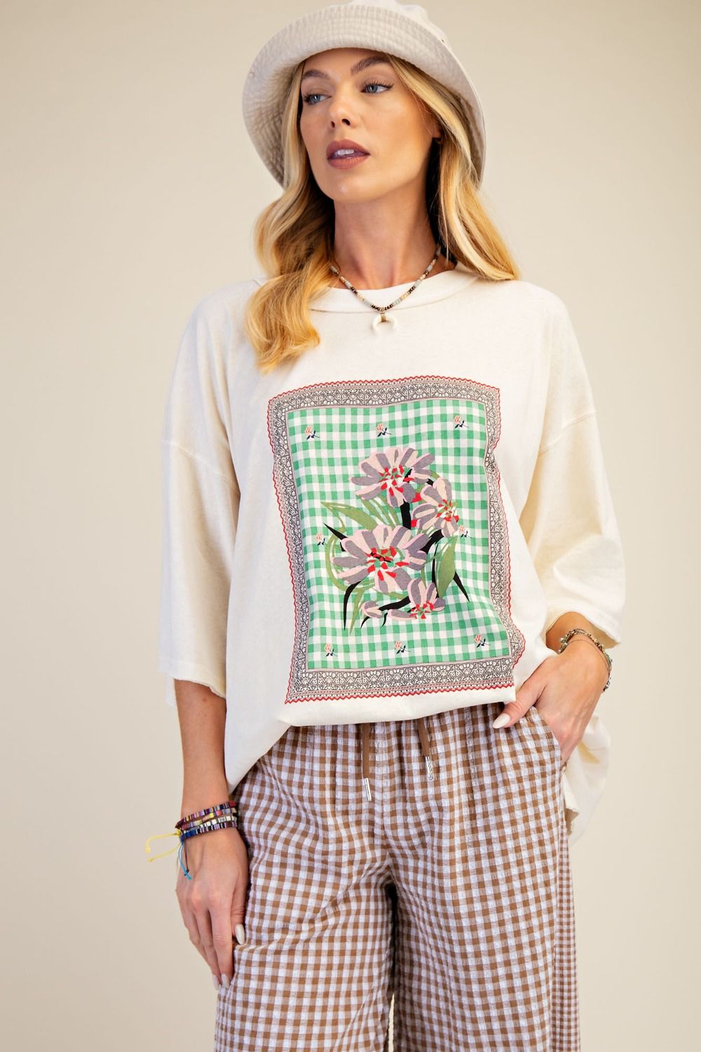 WASHED FLORAL GRAPHIC TOP