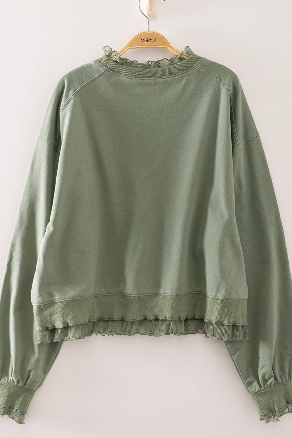 Lace Layered Sweatshirt: SAGE