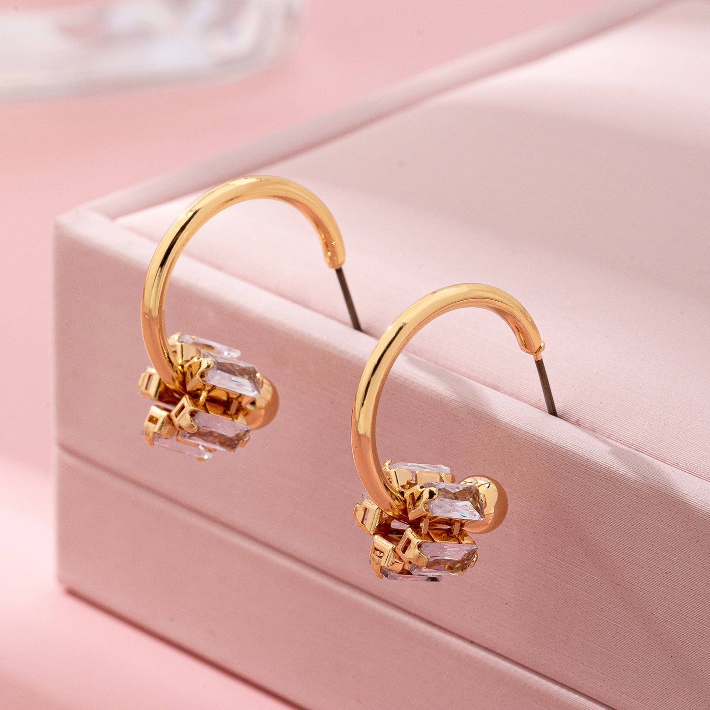 Gold-Tone Crystal Climber Hoop Earrings GOLD