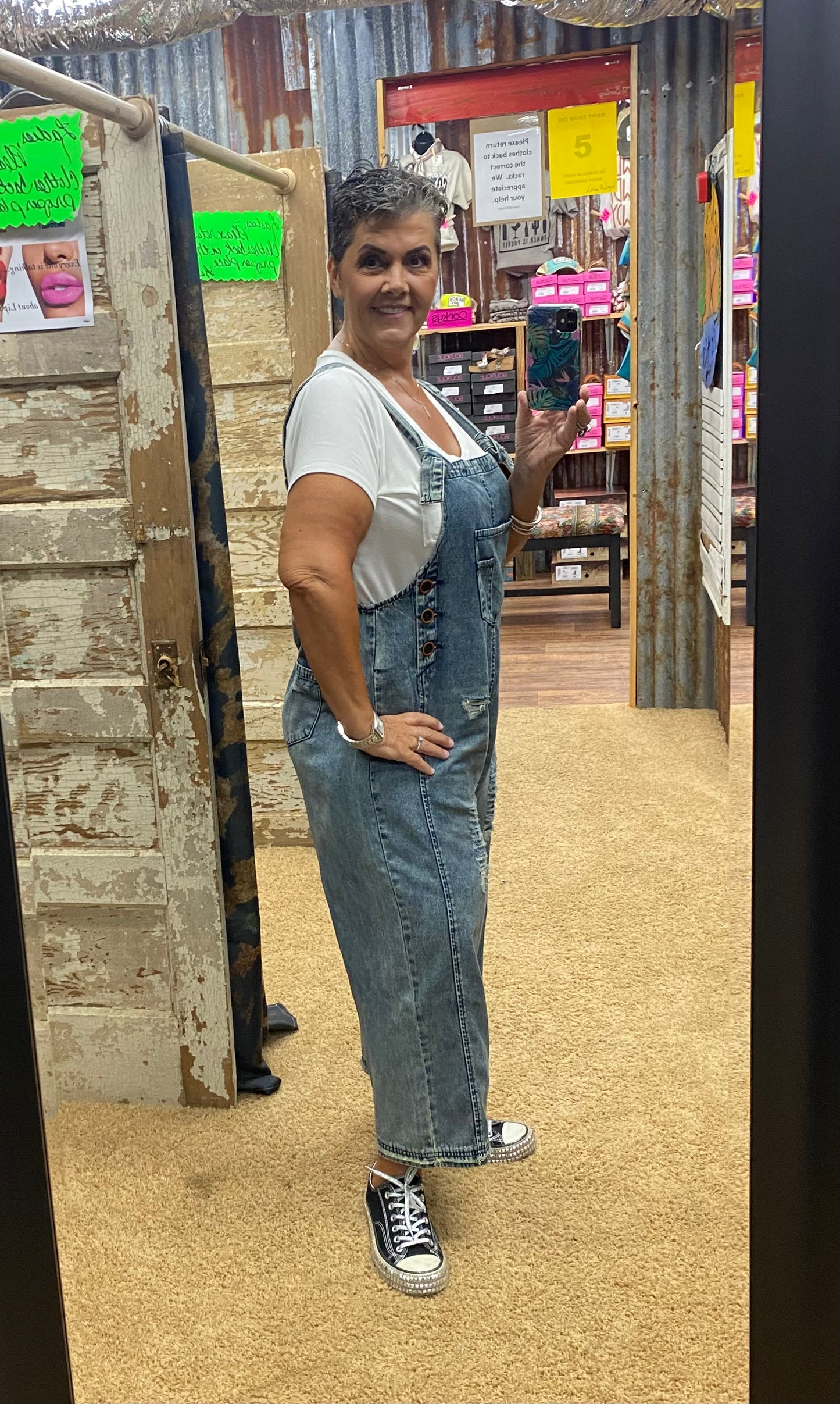 Grunge Denim Distressed Overalls