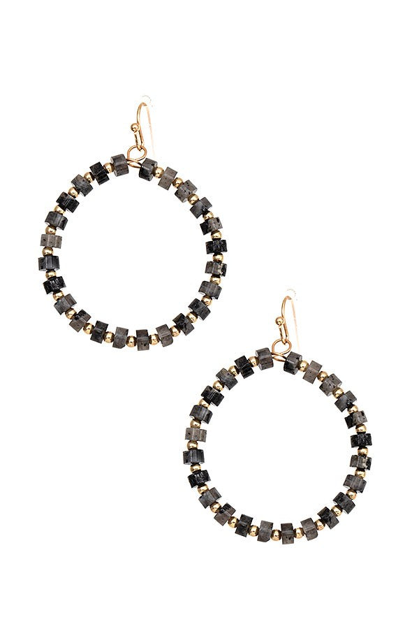 BEAD LINK ROUND EARRING