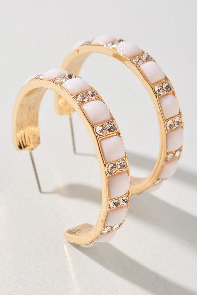 CRYSTAL EDGE OPEN HOOP EARRINGS