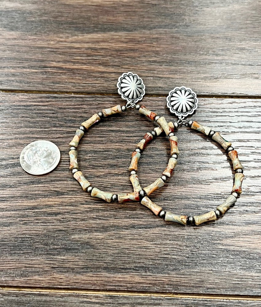 brass navajo gemstone turquoise hoop earringscostume jewelry