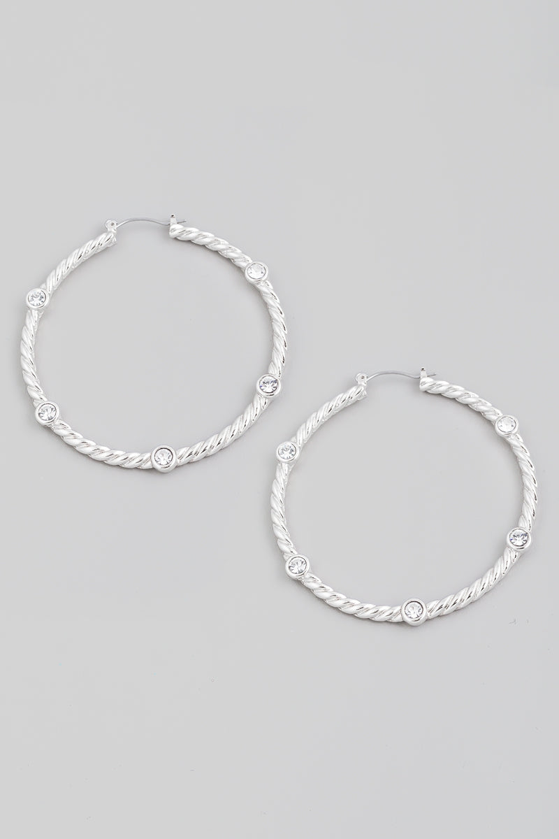 Circle Twist Rhinestone Drop Earring