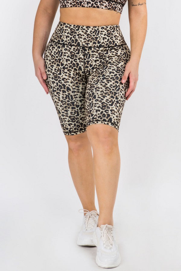 Women's Cheetah Print Activewear Biker Shorts