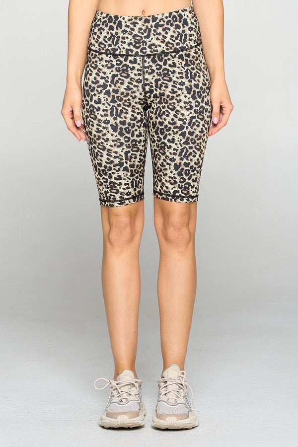 Women's Cheetah Print Activewear Biker Shorts