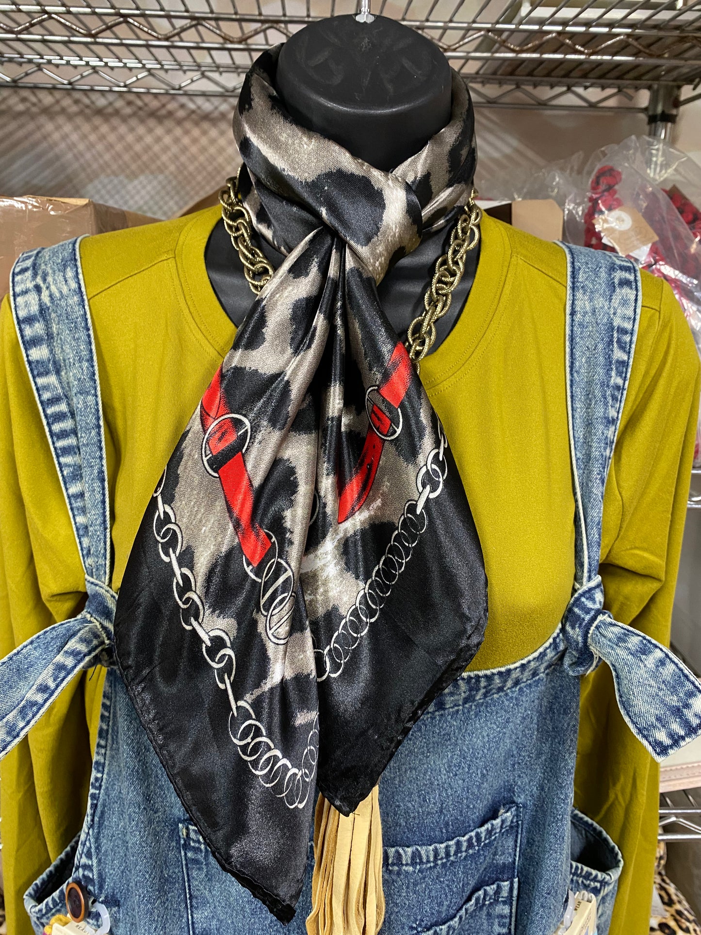 Large Black & Leopard Bandana Wild Rag