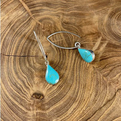 BOHO SOL Turquoise Hook 925 Sterling Earrings