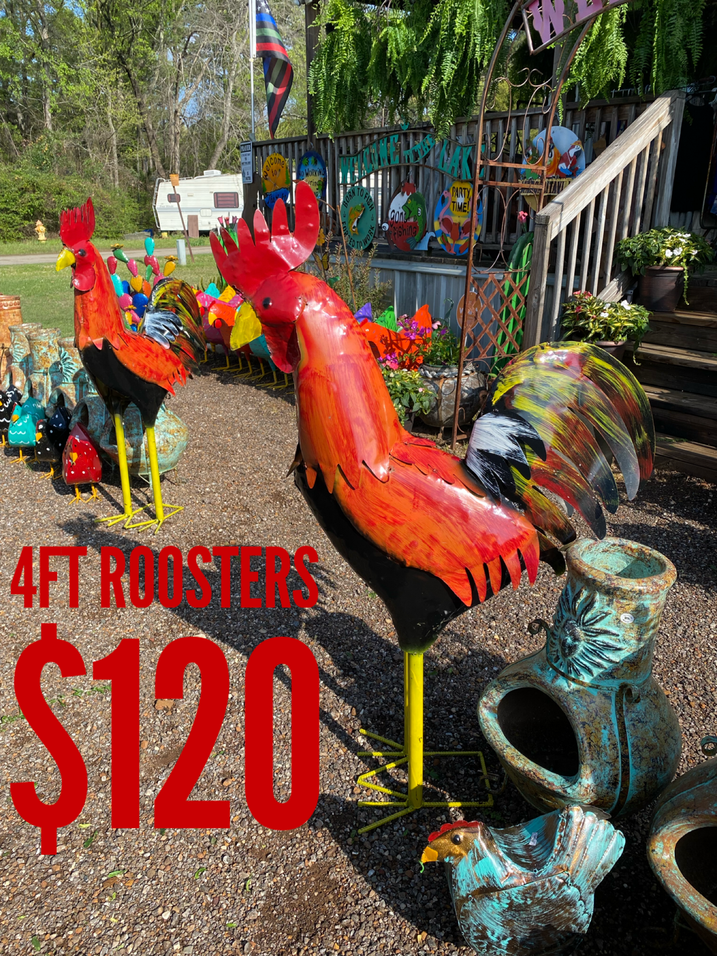 Roosters Metal Art
