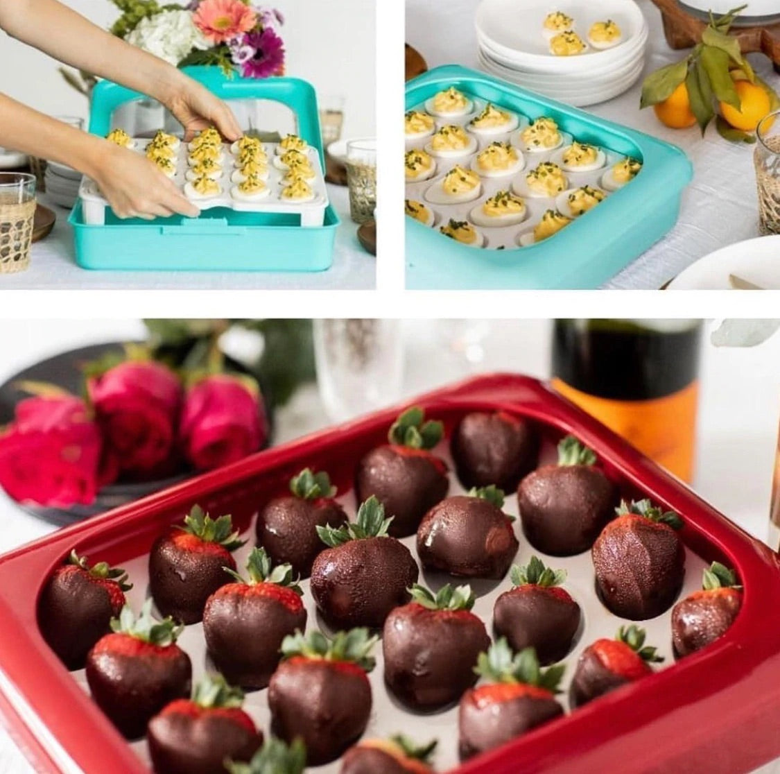 Fancy Panz Deviled Egg / Strawberry Trayz Insert for Fancy Panz 2in1, Holds 20 Eggs, White