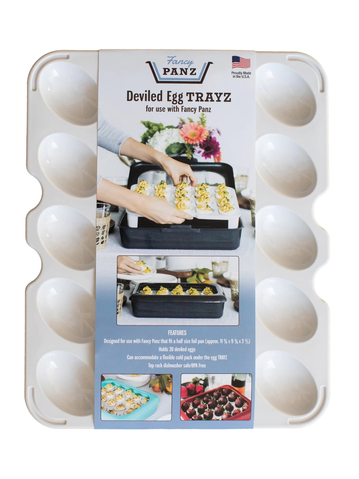 Fancy Panz Deviled Egg / Strawberry Trayz Insert for Fancy Panz 2in1, Holds 20 Eggs, White