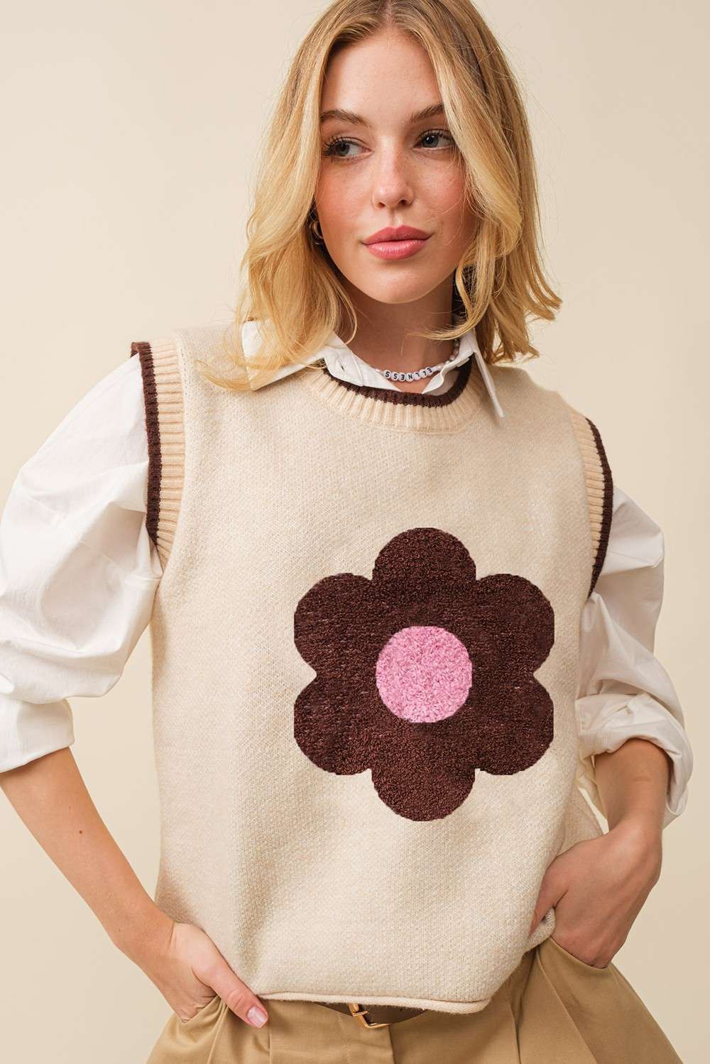 Flower print sweater Vest top