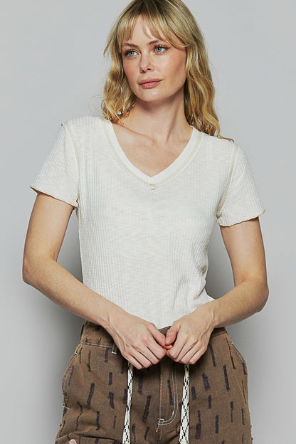 Off White Ribbed Top