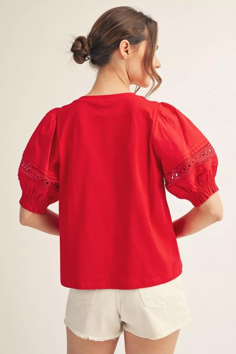 Red Puff Sleeve Top