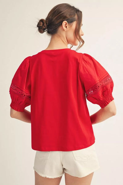 Red Puff Sleeve Top