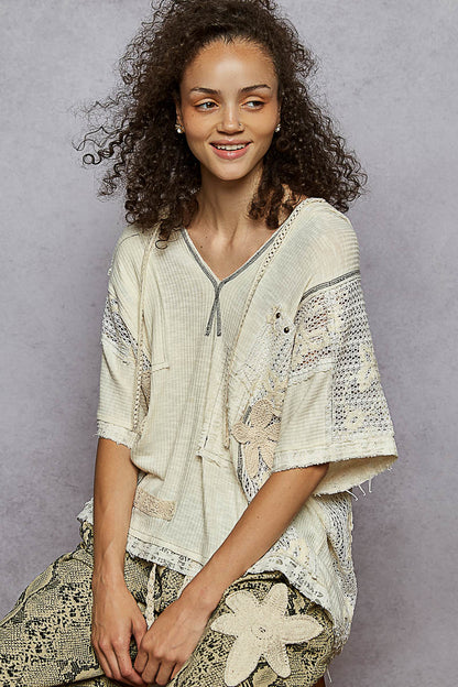 Natural V-Neck Hoodie