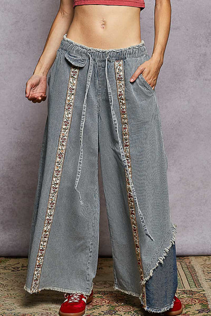 BOHO Stripe Denim Wide Leg Pants by POL
