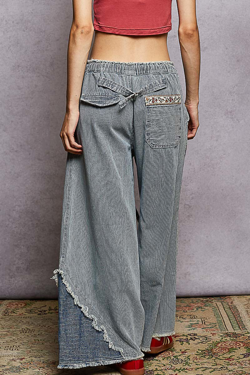 BOHO Stripe Denim Wide Leg Pants by POL