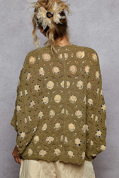 Olive and Almond Chenille Cardigan One Size Fits Most
