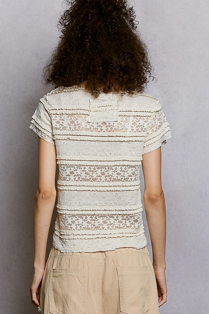 Cream Lace V-Neck