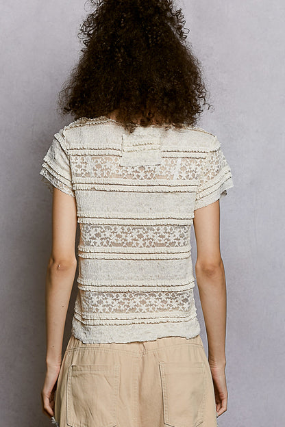 Cream Lace V-Neck