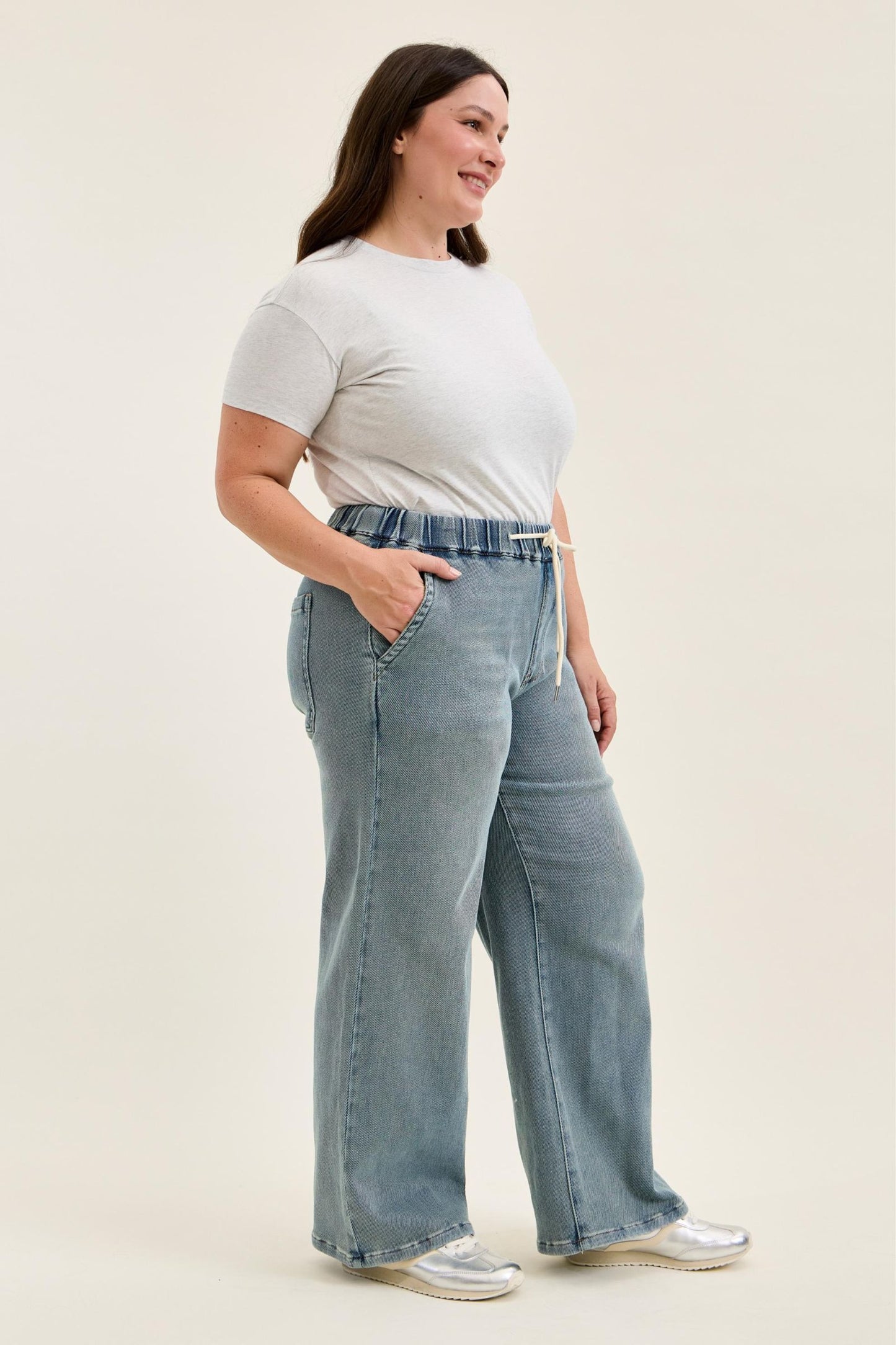 Judy Blue HW WILHELMINA Baggy MD Aged Stone Blue (Knit Indigo) 881127