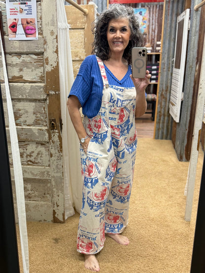 Vintage Flour Sack Print Overalls