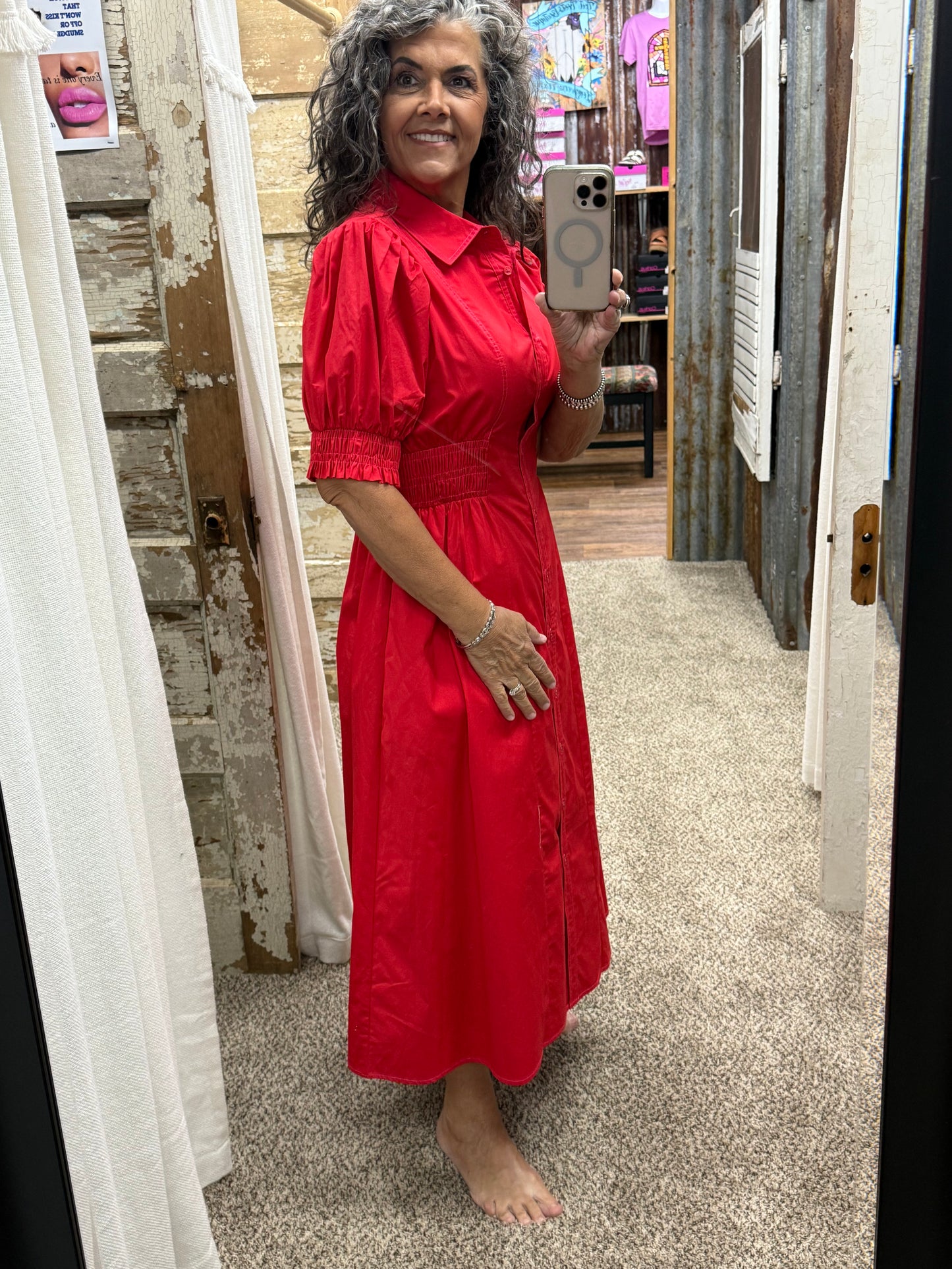 Red Midi Dress by Jodifl