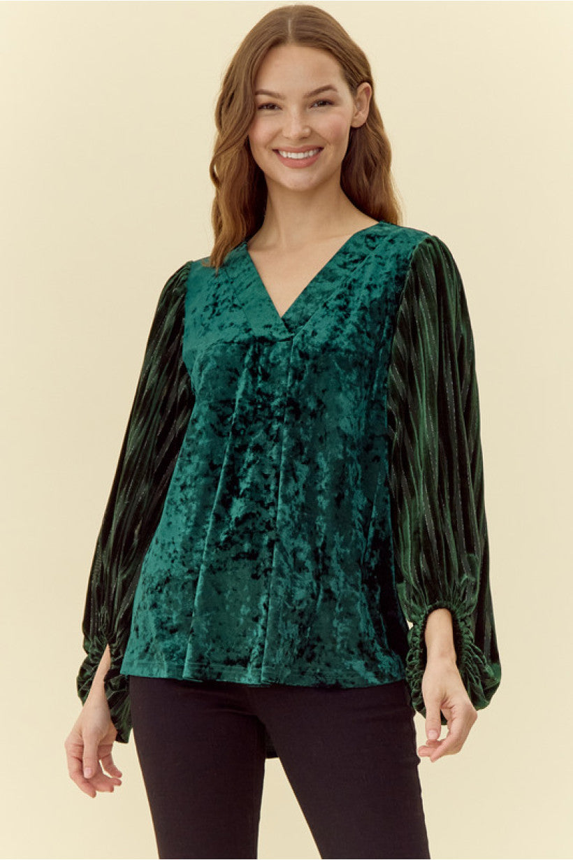 Hunter Green Velvet Blouse