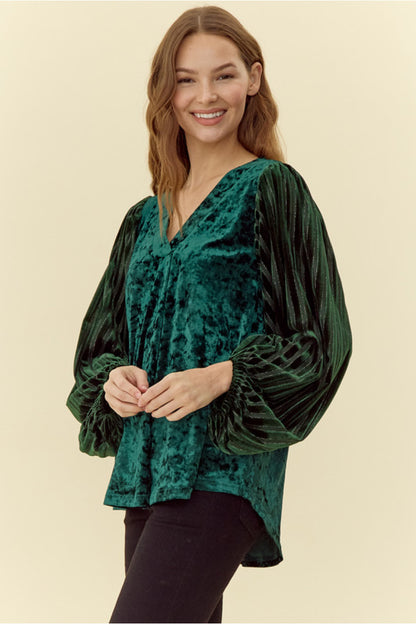 Hunter Green Velvet Blouse