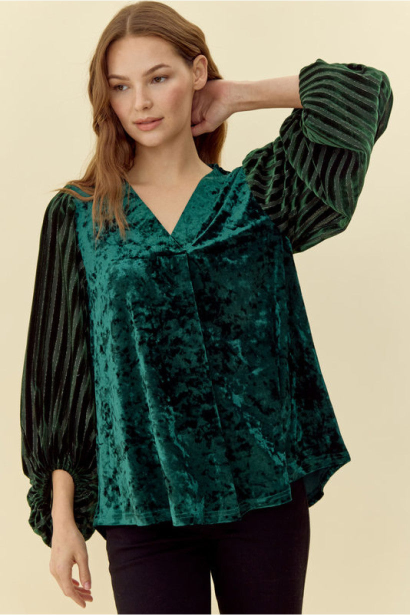 Hunter Green Velvet Blouse